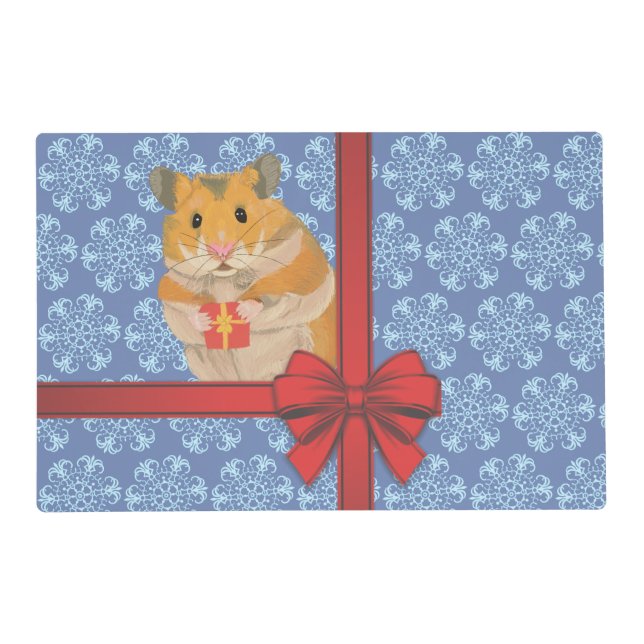 Snowflakes Christmas Hamster Placemat (Front)