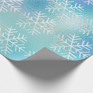 Snowflakes Christmas Holiday Blue Frozen Merry Wrapping Paper