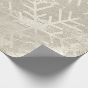 Snowflakes Christmas Holiday Ivory Marble Creamy Wrapping Paper
