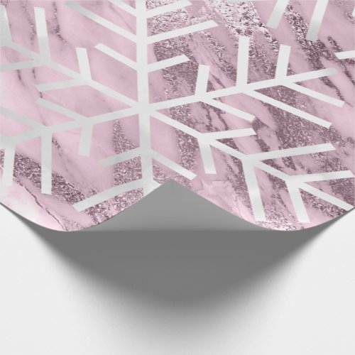 Snowflakes Christmas Holiday Marble Mauve Puple Wrapping Paper