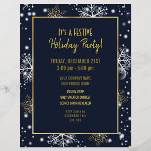 Snowflakes Christmas Holiday Party Invitation Flyer