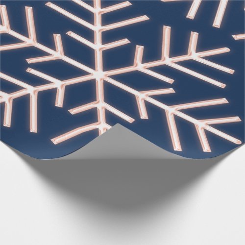 Snowflakes Christmas Holiday Pink Blue Navy Wrapping Paper