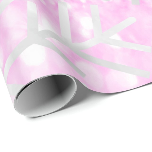 Snowflakes Christmas Holiday Pink Orchid Glitter Wrapping Paper (Roll Corner)