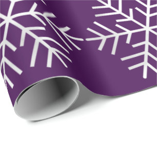 Snowflakes Christmas Holiday Purple Gray Merry Wrapping Paper