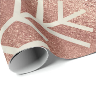Snowflakes Christmas Holiday Rose Gold  Glitter Wrapping Paper