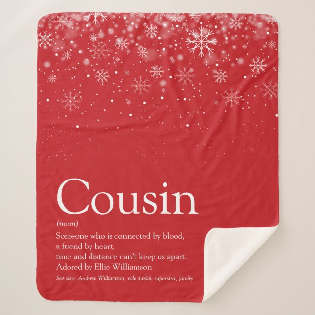 Snowflakes Christmas Holidays Cool Cousin Quote Sherpa Blanket (Front)