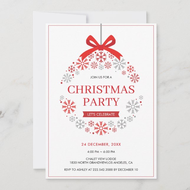 Snowflakes Christmas Ornament  Invitation (Front)
