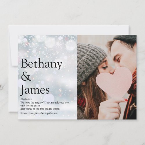 Snowflakes Christmas Photo Couples Definition Holiday Card