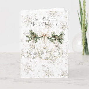 Snowflakes Christmas Pine Tree Ornaments Card