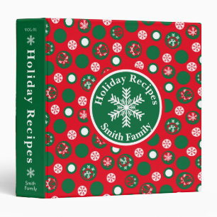 Snowflakes Christmas Recipe 3 Ring Binder