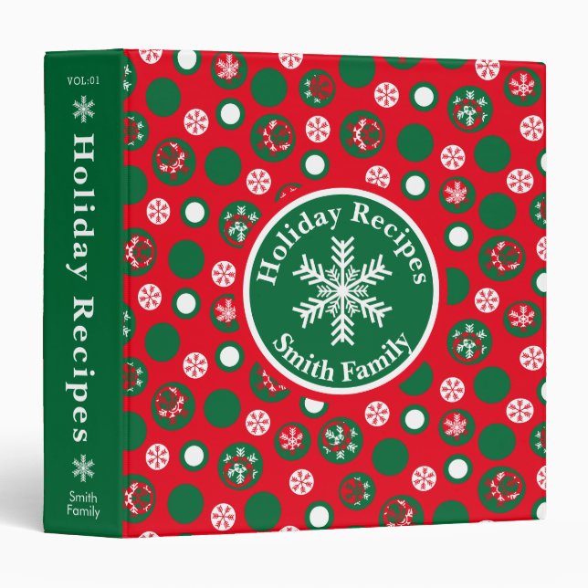 Snowflakes Christmas Recipe 3 Ring Binder (Front/Spine)