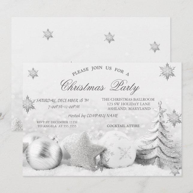 Snowflakes,Christmas Tree Balls Company   Invitation (Front/Back)