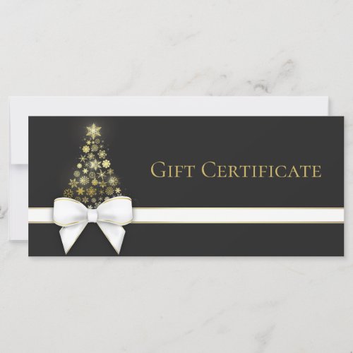 Snowflakes Christmas Tree Bow Black Gray Gift Card