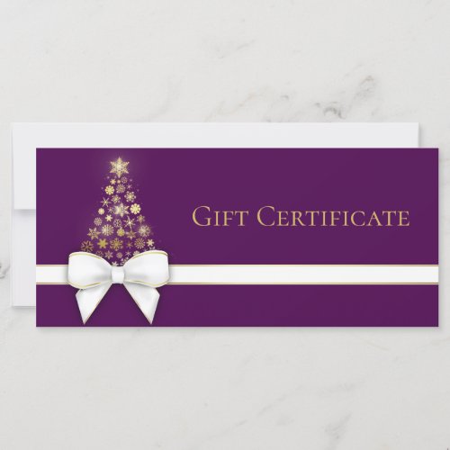 Snowflakes Christmas Tree Bow Purple Gift Card