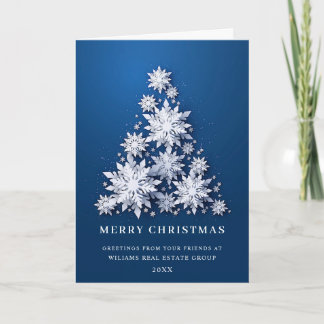 Snowflakes Christmas Tree Corporate Greeting Holiday Card