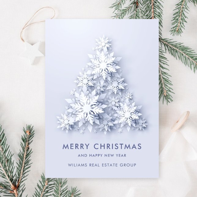 Snowflakes Christmas Tree Corporate Greeting Holiday Card (Creator Uploaded)