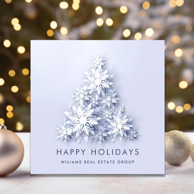 Snowflakes Christmas Tree Corporate Greeting Holiday Card (Creator Uploaded)