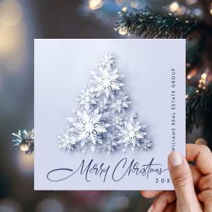 Snowflakes Christmas Tree Corporate Greeting Holiday Card