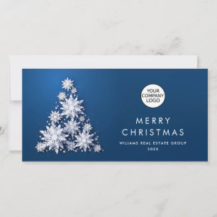 Snowflakes Christmas Tree Corporate Greeting Holiday Card