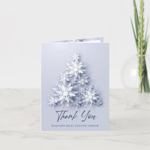 Snowflakes Christmas Tree Corporate Holiday Letterpress Thank You Card
