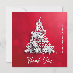 Snowflakes Christmas Tree Corporate Holiday Thank You Card