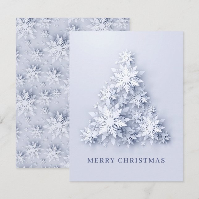 Snowflakes Christmas Tree Greeting Holiday Card (Front/Back)