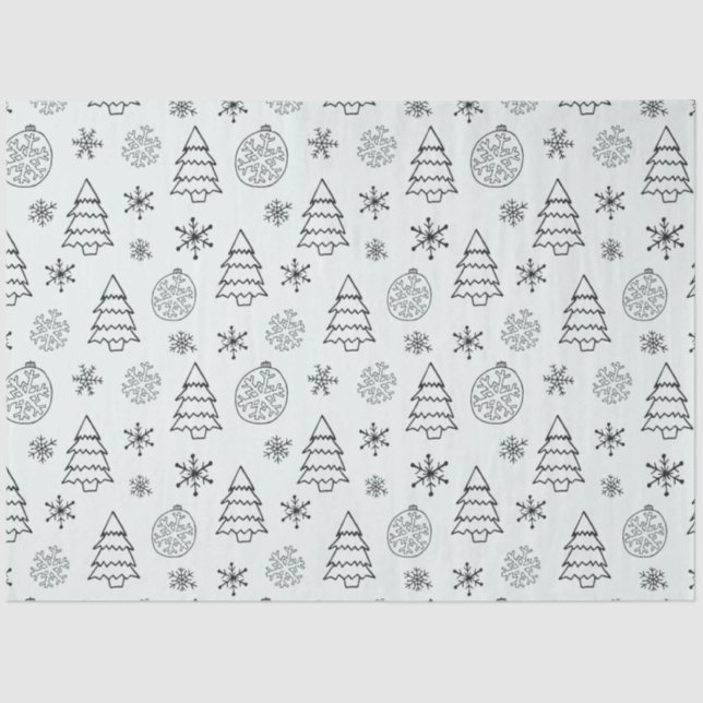 Snowflakes Christmas Trees Ornaments Christmas Tissue Paper (Front)