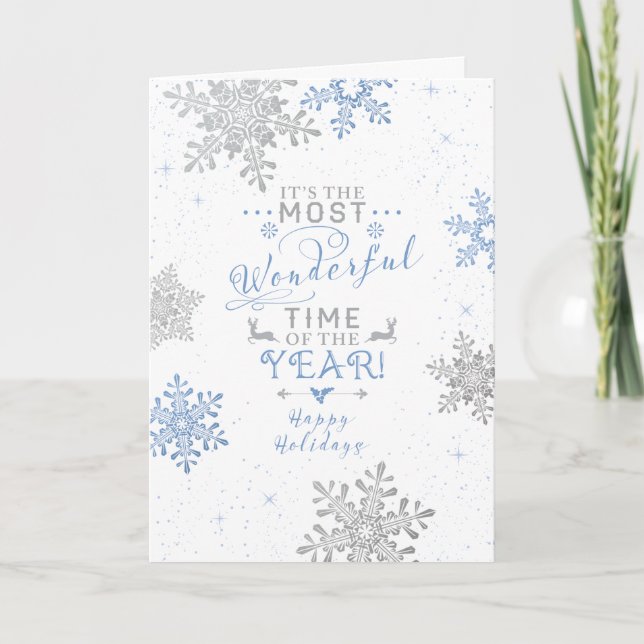 Snowflakes Christmas Xmas Holiday Greeting Card (Front)