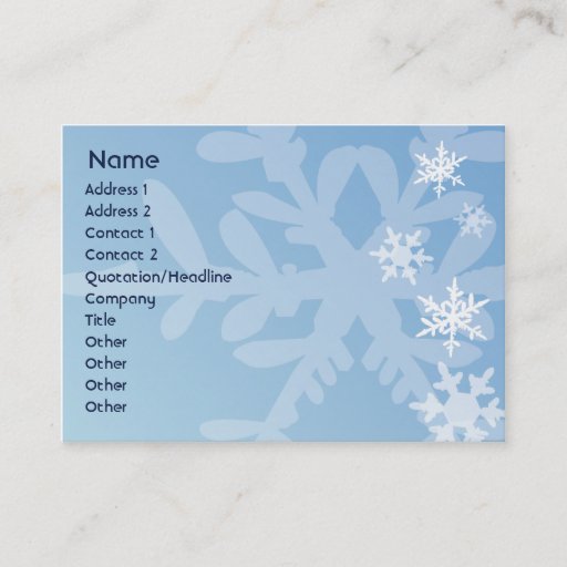 Customizable Snowflakes - Chubby Business Card Template