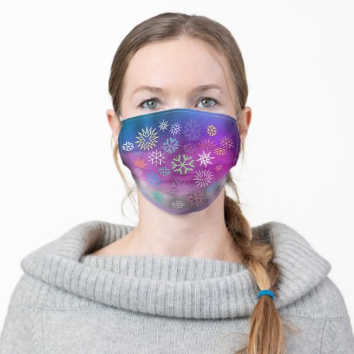 Snowflakes Cloth Face Mask with Filter Slot
