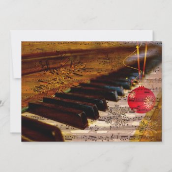 Snowflakes Collage Rustic Pianist Holiday Cards by XmasMall at Zazzle