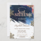 Snowflakes,Confetti,Brush Stroke,Bokeh Sweet 16 Invitation (Front)