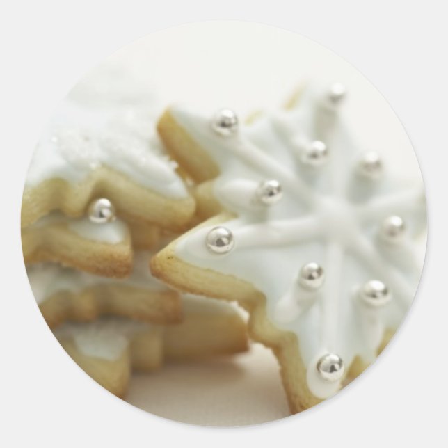 Snowflakes Cookies Classic Round Sticker (Front)