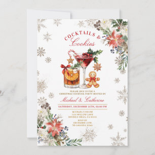 Snowflakes Cookies & Cocktails Cozy Rustic Invitation