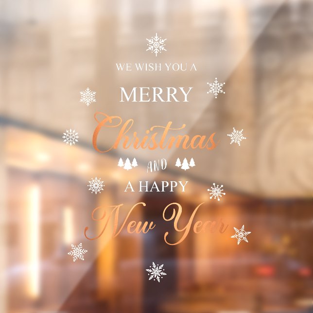 Snowflakes Copper Merry Christmas Window Cling (Sheet 2)