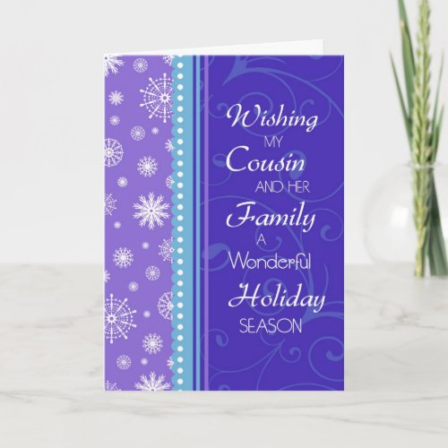Snowflakes Cousin  her Family Christmas Card