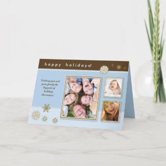 Snowflakes Custom Holiday Card (blue/brown)