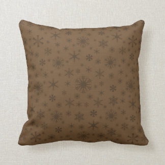 Snowflakes - Dark Brown on Brown Throw Pillow