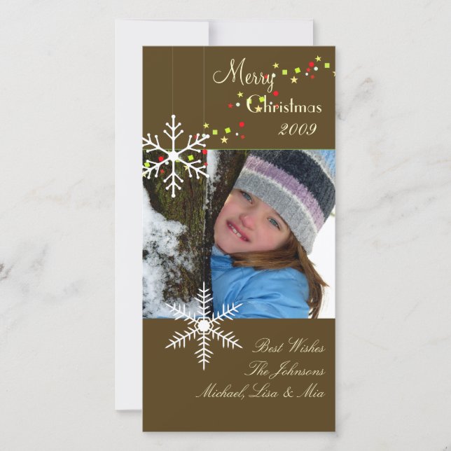Snowflakes ~ dark chocolate, christmas photo cards (Front)