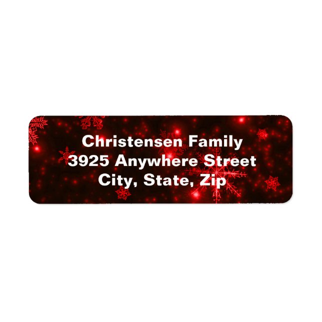 Snowflakes Deep Red Background Address Labels (Front)