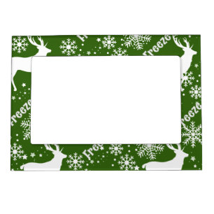snowflakes deer green magnetic frame