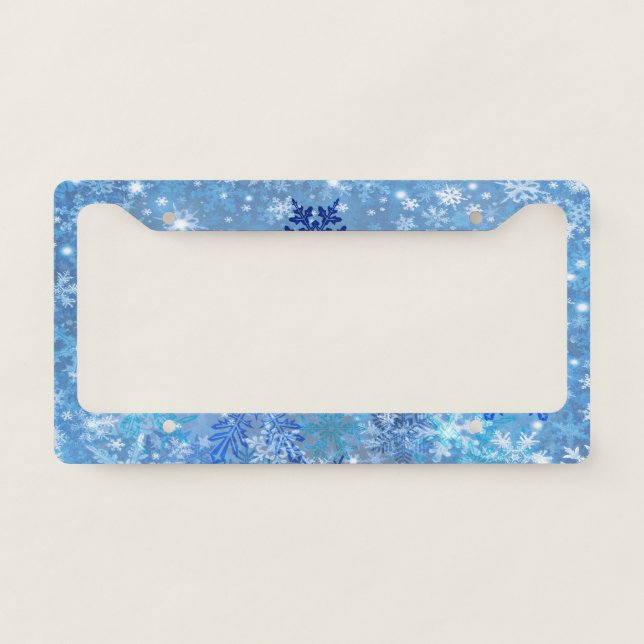 Snowflakes Design License Plate Frame (Front)