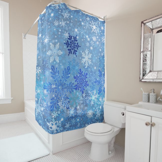 Snowflakes Design Shower Curtain