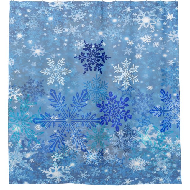 Snowflakes Design Shower Curtain (Front)