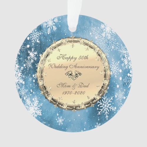 Snowflakes Diamonds 50th Wedding Anniversary Ornament