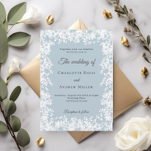 Snowflakes dusty blue winter wedding invitation