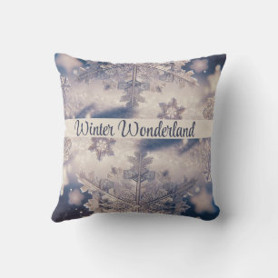Snowflakes / Edge / Shadow / Winter Wonderland Throw Pillow