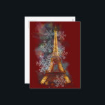 Snowflakes Eiffel Tower Paris Winter Christmas Holiday Postcard<br><div class="desc">This beautiful Paris,  France Eiffel Tower post card design features an artistic take on the Eiffel tower.  The Eiffel Tower is illuminated and glowing surrounded by beautiful sky colors and snowflakes.</div>