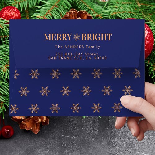 Snowflakes elegant Christmas gold navy blue Envelope