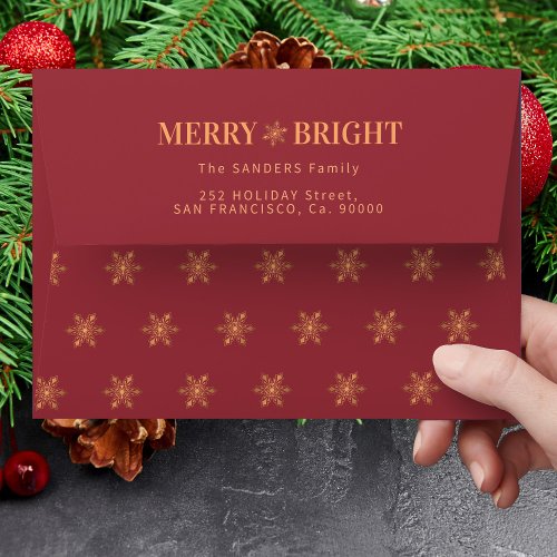 Snowflakes elegant Christmas gold red Envelope